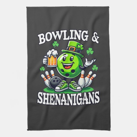 Bowling St. Patrick's Day Schabernack Geschirrtuch (Vertikal)