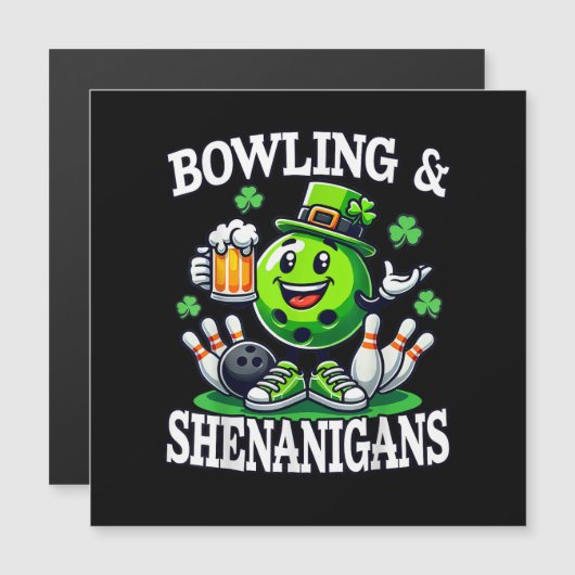 Bowling St. Patrick's Day Schabernack Magnetkarte (Vorne/Hinten)