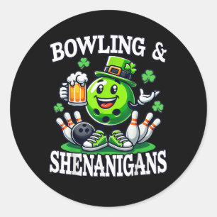 Bowling St. Patrick's Day Schabernack Runder Aufkleber
