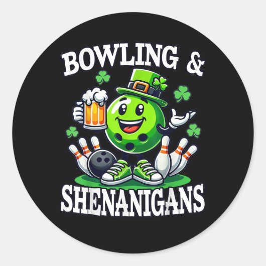 Bowling St. Patrick's Day Schabernack Runder Aufkleber (Vorderseite)
