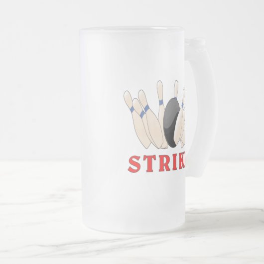 Bowling: Streik! Mattglas Bierglas (VorderseiteRechts)
