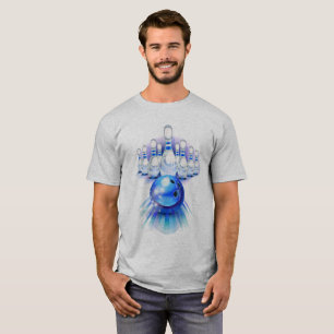 Bowling Strike Buttone Balls Game Logo T-Shirt