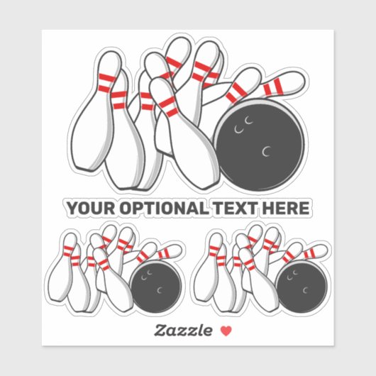 Bowling-Strike für benutzerdefinierten Text Aufkleber (Blatt)