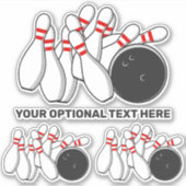 Bowling-Strike für benutzerdefinierten Text Aufkleber (Vorderseite)