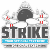 Bowling-Strike für benutzerdefinierten Text Aufkleber (Vorderseite)