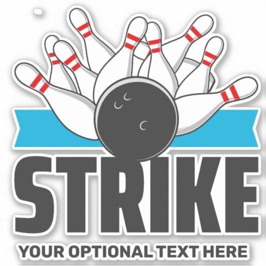 Bowling-Strike für benutzerdefinierten Text Aufkleber (Vorderseite)