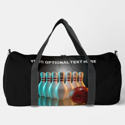 Bowling-Strike für benutzerdefinierten Text Duffle Bag (Vorderseite)