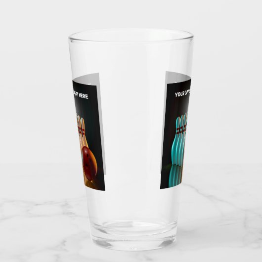 Bowling-Strike für benutzerdefinierten Text Glas (Links)