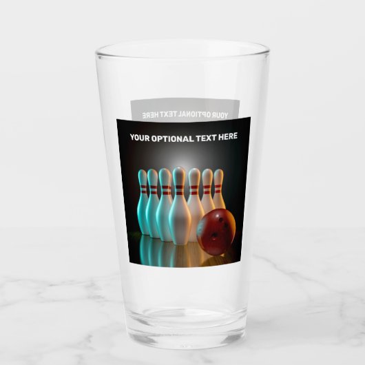 Bowling-Strike für benutzerdefinierten Text Glas (Vorderseite)