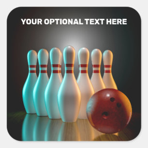 Bowling-Strike für benutzerdefinierten Text Quadratischer Aufkleber