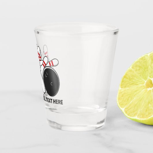 Bowling-Strike für benutzerdefinierten Text Schnapsglas (Rechts)