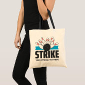 Bowling-Strike für benutzerdefinierten Text Tragetasche (Vorderseite (Produkt))