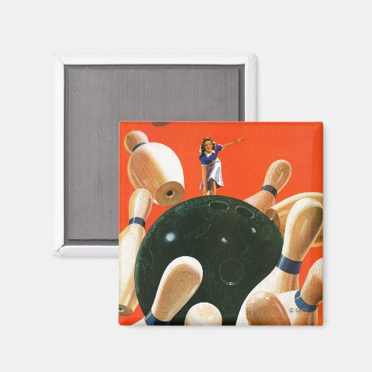 Bowling Strike Magnet (Vorderseite/Rückseite)