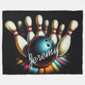 Bowling Strike Personalisiert Name Fun Fleecedecke (Vorderseite (Horizontal))