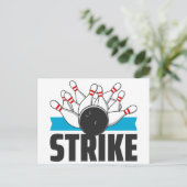Bowling Strike Postkarte (Stehend Vorderseite)