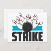 Bowling Strike Postkarte (Vorne/Hinten)