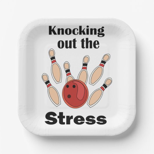 Bowling Strike Streicht Stress Aus Bowling Party Pappteller (Vorderseite)