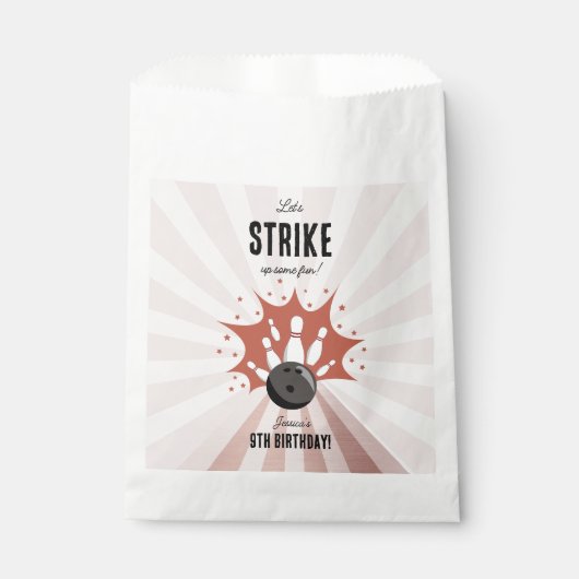 Bowling Strike Up Some Fun Birthday Rose Gold Girl Geschenktütchen (Vorderseite)