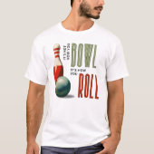 Bowling T - Shirt mit Button und Bowling Ball (Vorderseite)