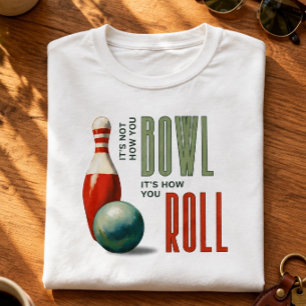 Bowling-T-Shirt mit Pin und Bowlingkugel T-Shirt