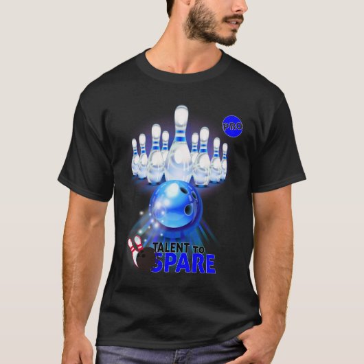 Bowling-T-Shirt Talent to Spare, Pro-Blau-Spieler T-Shirt (Vorderseite)