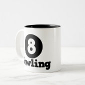 Bowling Team, Bowler Button Spaß Zweifarbige Tasse (Vorderseite Links)
