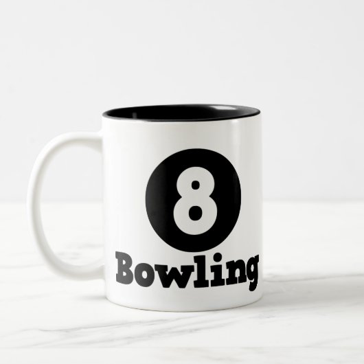 Bowling Team, Bowler Button Spaß Zweifarbige Tasse (Links)