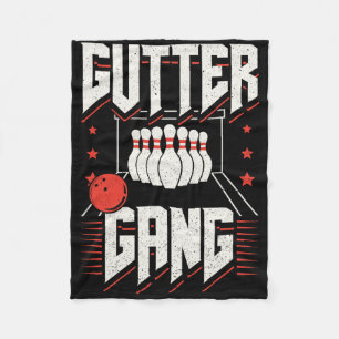 Bowling Team Buttone Strikes Gutter Gang Fleecedecke