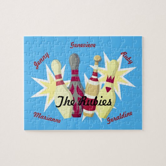 Bowling-Team im Vintagen Stil Puzzle (Horizontal)