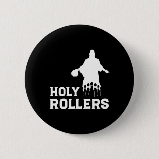 Bowling Team League Name Holy Rollers Button (Vorderseite)