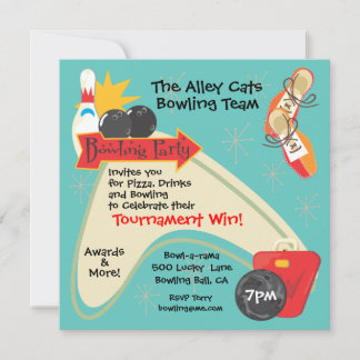 Bowling Team League Party Einladung Card