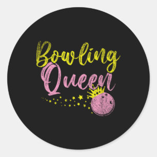 Bowling Team Queen Women Girls Kinder Bowling vers Runder Aufkleber