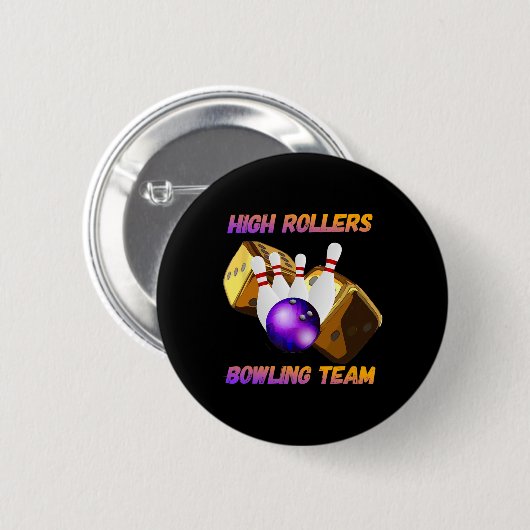 Bowling-Teamdesign mit hohen Rollen Button (Vorne & Hinten)