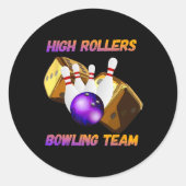 Bowling-Teamdesign mit hohen Rollen Runder Aufkleber (Vorderseite)