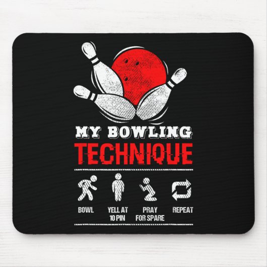 Bowling Technique Bowl League Mitglied Schwarze M Mousepad (Vorne)