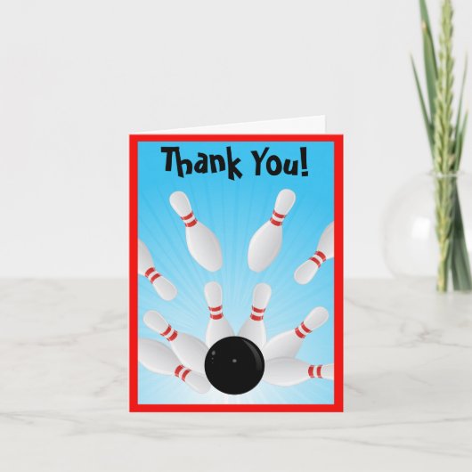 Bowling Thank You Note Card Dankeskarte (Vorderseite)