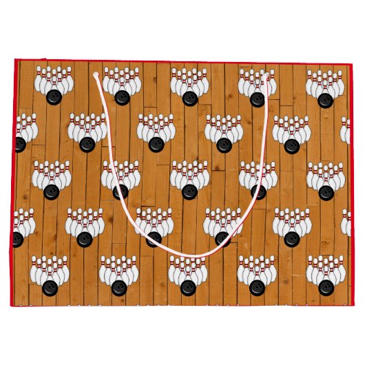 Bowling Themed Birthday Große Geschenktüte (Rückseite)