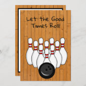 Bowling Themed Birthday Party Einladung (Vorne/Hinten)