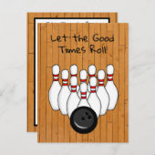 Bowling Themed Birthday Party Einladung Postkarte (Vorne/Hinten)