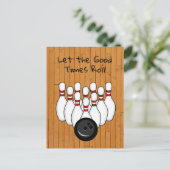 Bowling Themed Birthday Party Einladung Postkarte (Stehend Vorderseite)