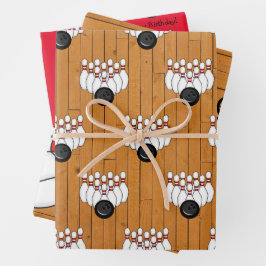 Bowling Themed Birthday Personalisiert Geschenkpapier Set