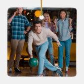 Bowling Themed Personalisiert Foto Keramikornament (Rückseite)
