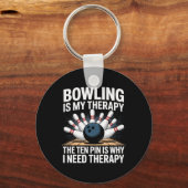 Bowling Therapy Spaß 10 Button Frustration Design Schlüsselanhänger (Vorderseite)