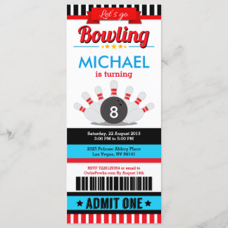 Bowling Ticket Pass Einladung zur Geburtstagsparty