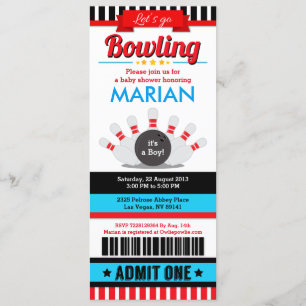 Bowling Ticket Pass Kinderdusche Einladung