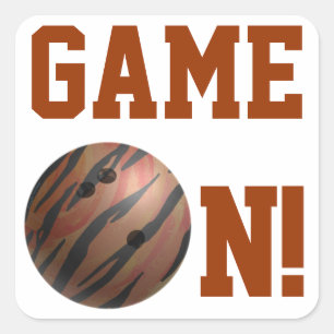 Bowling Tiger Orange Quadratischer Aufkleber