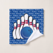 Bowling Tiled Text Design Handtuch Set (Waschlappen)
