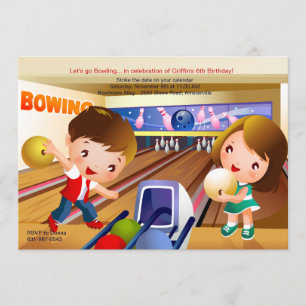 Bowling Tots Geburtstagspartei Einladung