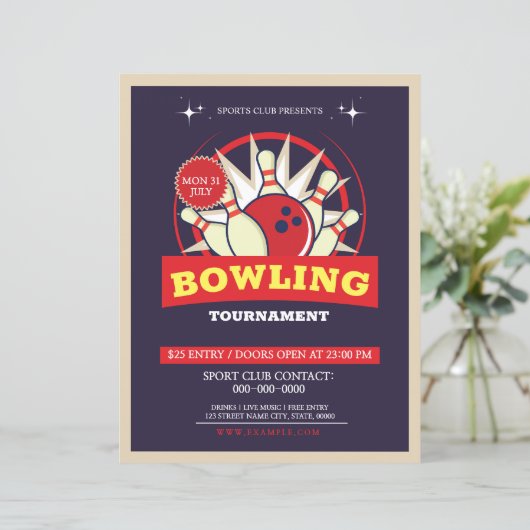 Bowling Turnament Flyer (Stehend Vorderseite)
