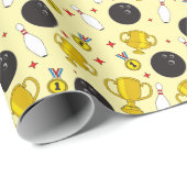 Bowling Turnier Gewinner Buttone Trophäe Muster Geschenkpapier (Rolleneckpunkt)